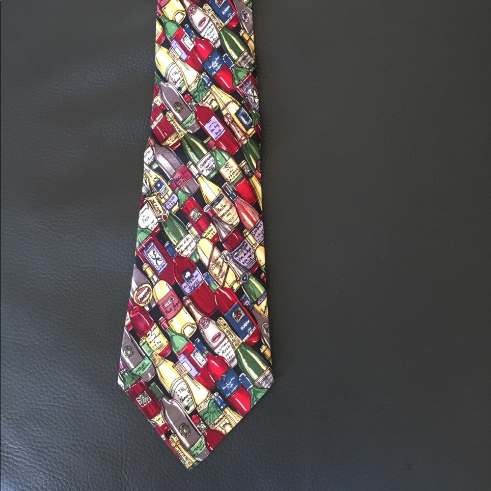 Nicole Miller Colorful Wine Bottles Silk Tie